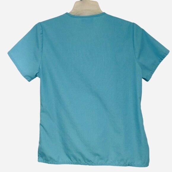 SB Scrubs Women's Mock Crossover Top Small‎ Turquoise Pockets Medical Uniforms - Picture 6 of 13